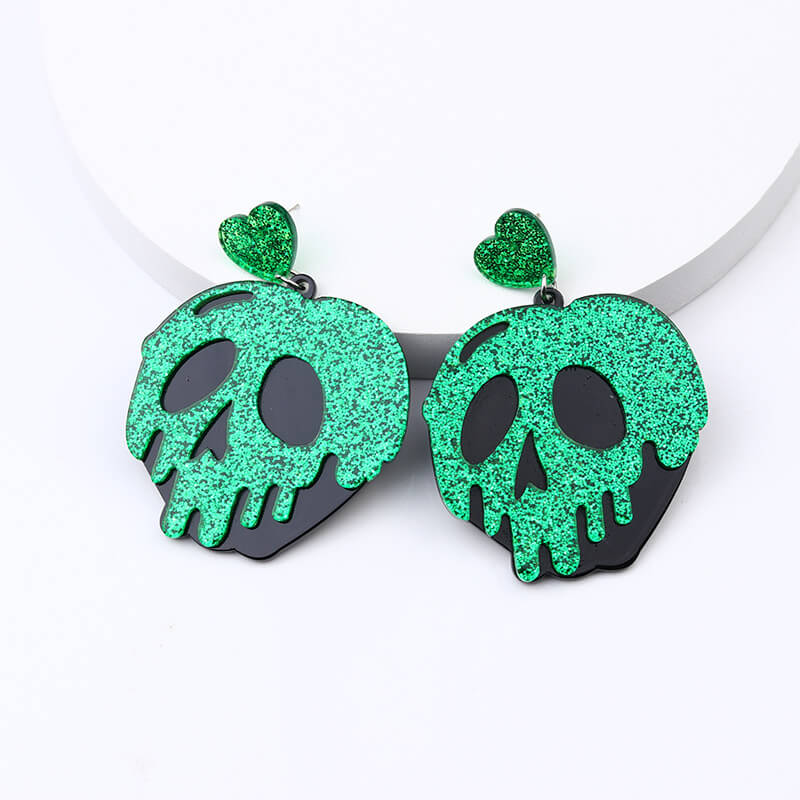 Pendientes acrílicos con diseño de calavera de Halloween