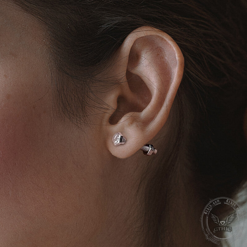 Pendientes de acero inoxidable con perno hexagonal