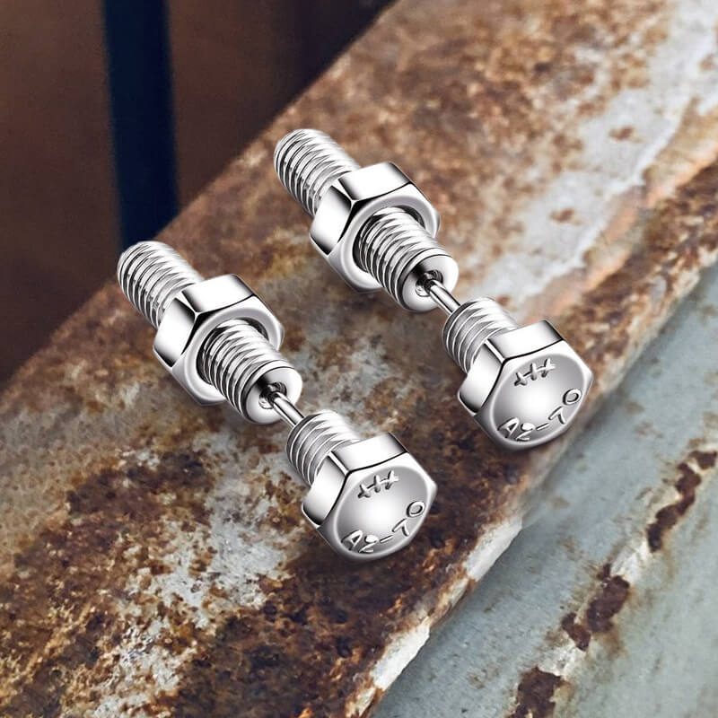 Pendientes de acero inoxidable con perno hexagonal