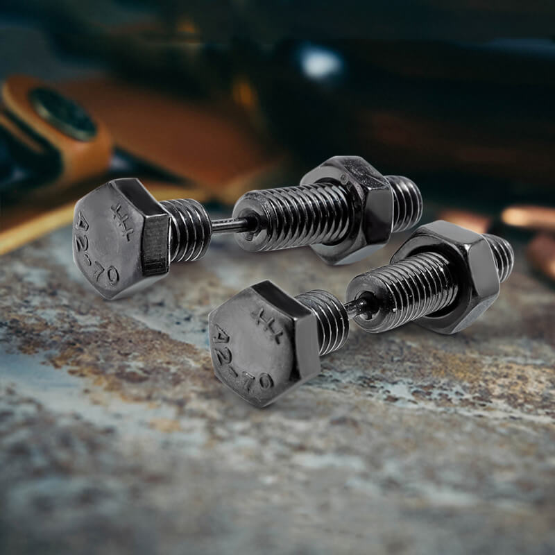 Pendientes de acero inoxidable con perno hexagonal