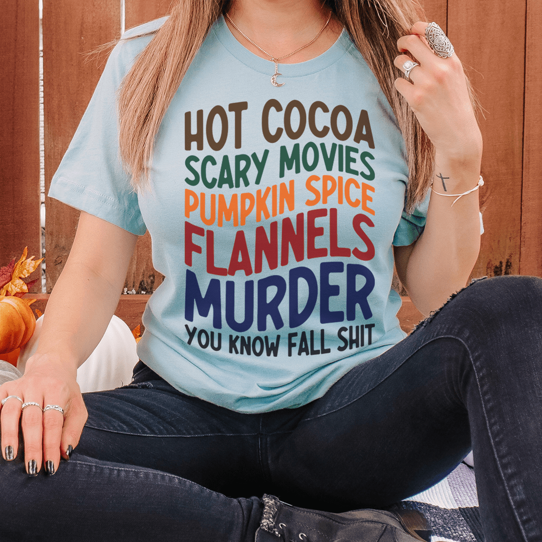 Camiseta de franela con sabor a calabaza y películas de terror de chocolate caliente