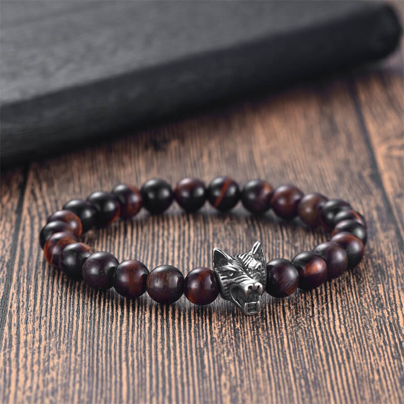 Pulsera de cuentas turquesas de lobo aullador