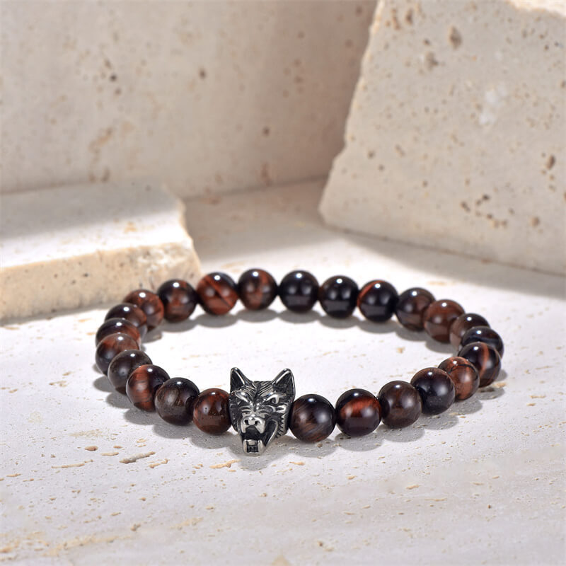 Pulsera de cuentas turquesas de lobo aullador