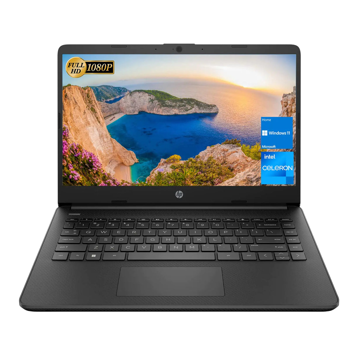 HP Laptop 14” FHD Display Intel Celeron N4500 Processor 8GB RAM 256GB PCIe SSD HDMI Bluetooth Webcam SD Media Card Reader Windows 11 Home Black - Lootquake