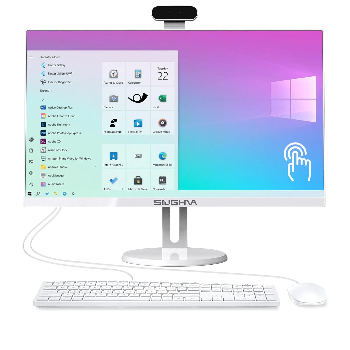 SIUGHVA All-in-One Desktop Computer 24" FHD Touchscreen i7 16GB RAM 512GB SSD Quad-Core 11 Wired Keyboard - Lootquake