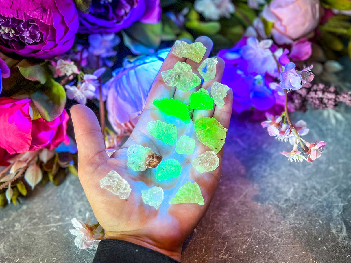 Hyalite Opal, also known as Kryptonite, Water Opal, Water Stone, Fluorescent Minerals