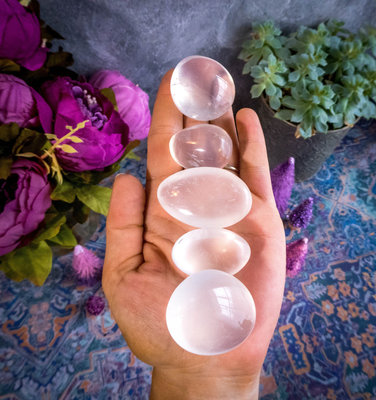 Girasol Quartz palm stones