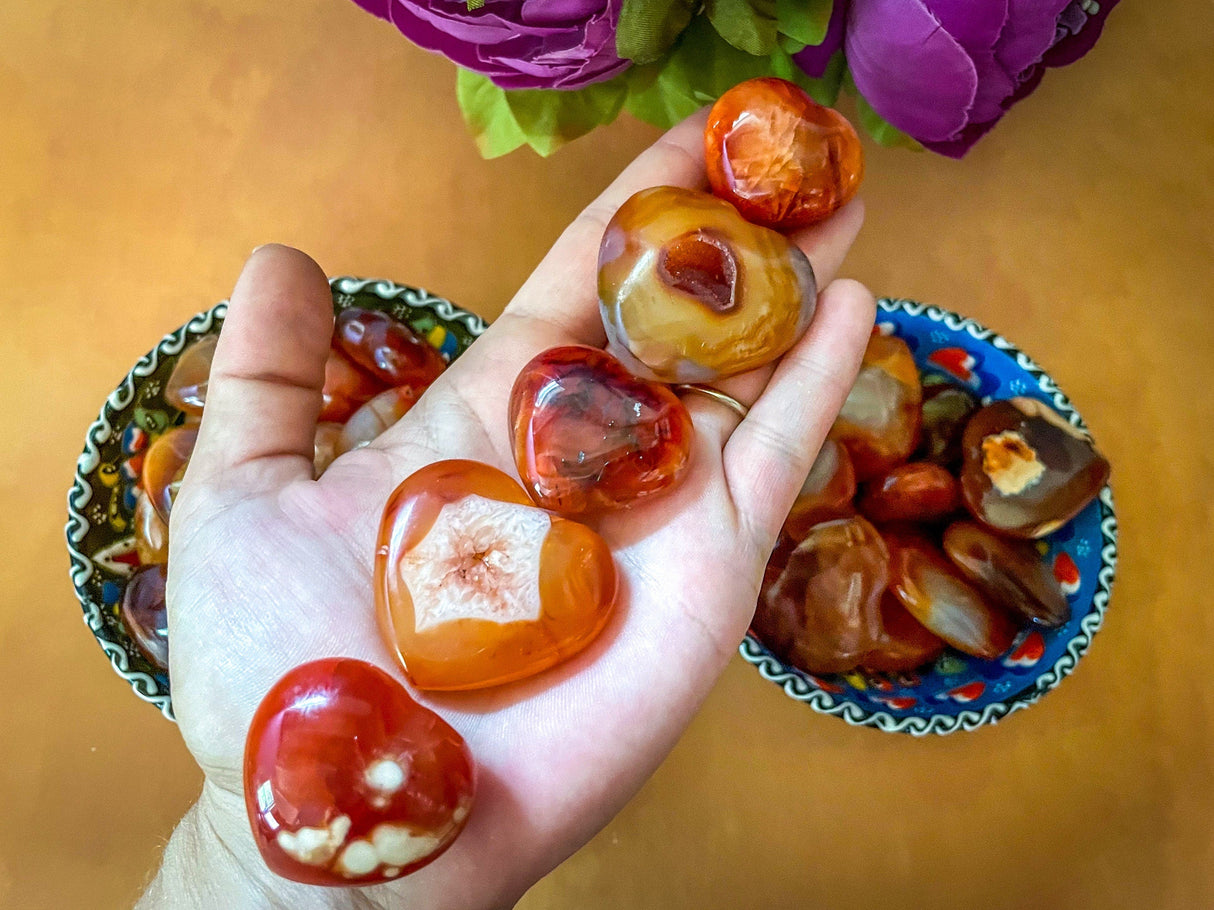 Pocket Sized Carnelian Hearts