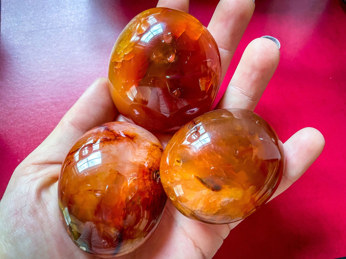 Ethically Sourced carnelian crystal Palm Stone