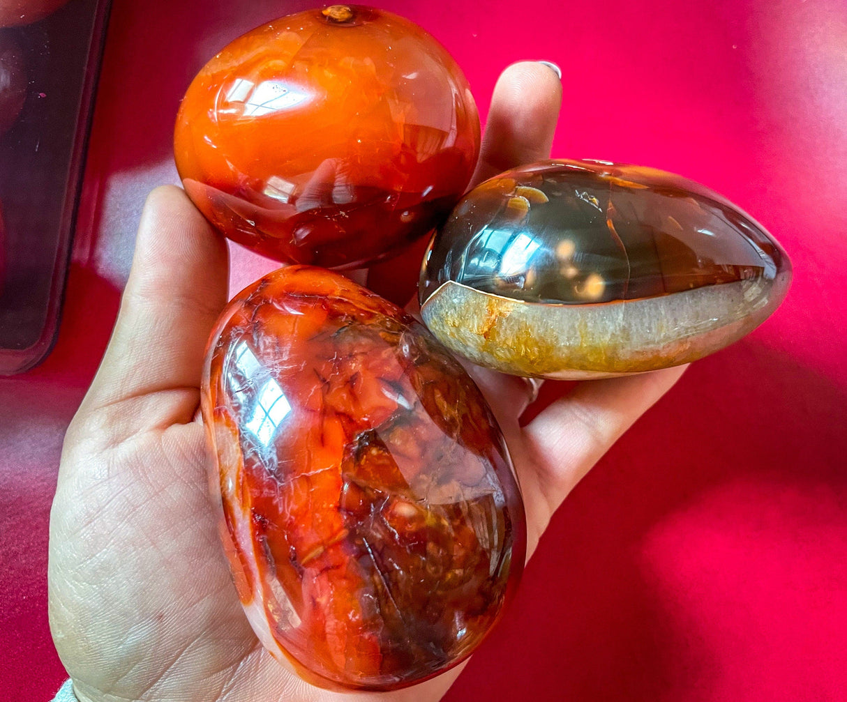 Ethically Sourced carnelian crystal Palm Stone