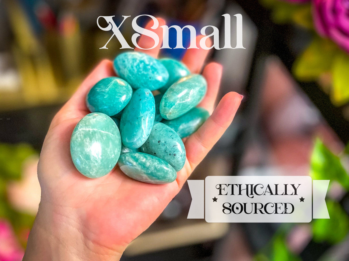 ETHICALLY SOURCED Amazonite palm stone for COURAGE