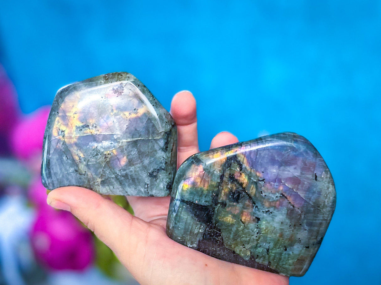 Purple Labradorite Crystal Freeform, Rainbow Labradorite, White Labradorite