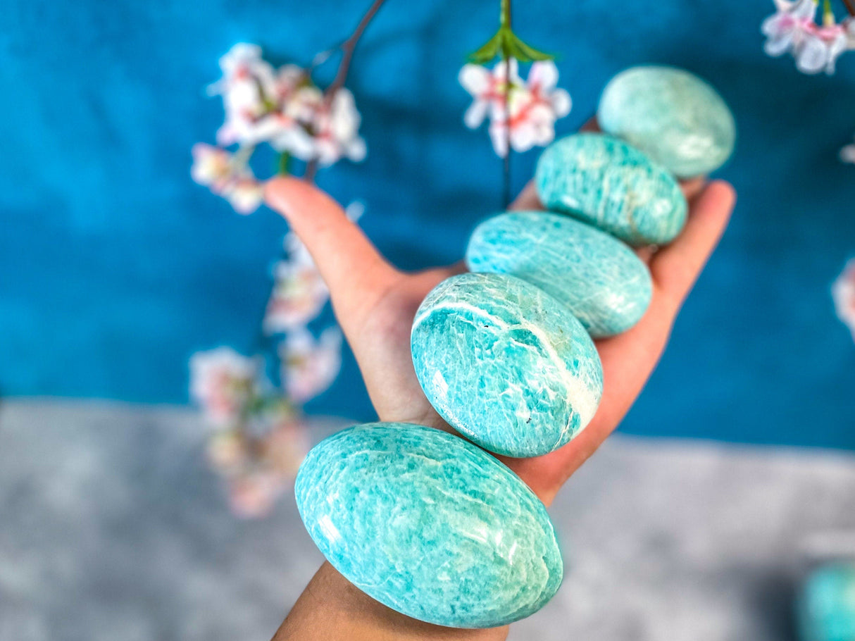 ETHICALLY SOURCED Amazonite palm stone for COURAGE