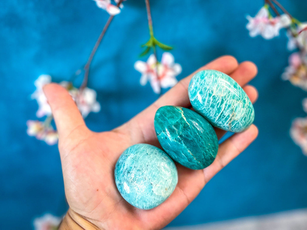 ETHICALLY SOURCED Amazonite palm stone for COURAGE