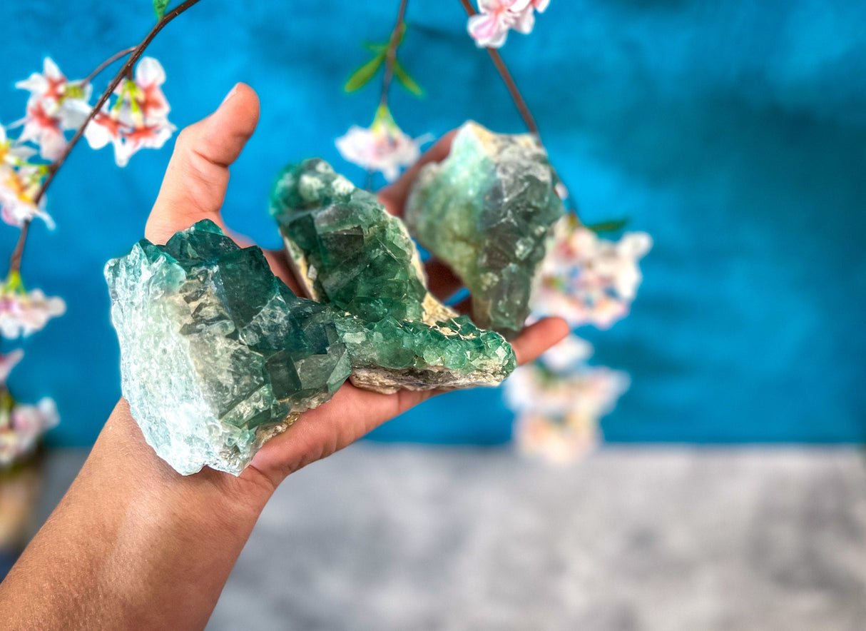 Green cubic Fluorite Mineral Specimen