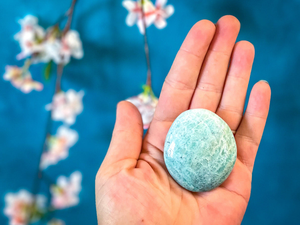 ETHICALLY SOURCED Amazonite palm stone for COURAGE
