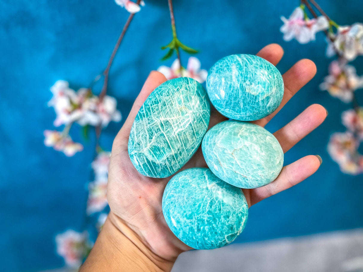 ETHICALLY SOURCED Amazonite palm stone for COURAGE