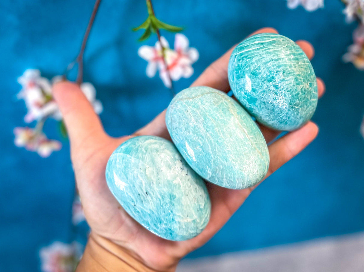 ETHICALLY SOURCED Amazonite palm stone for COURAGE