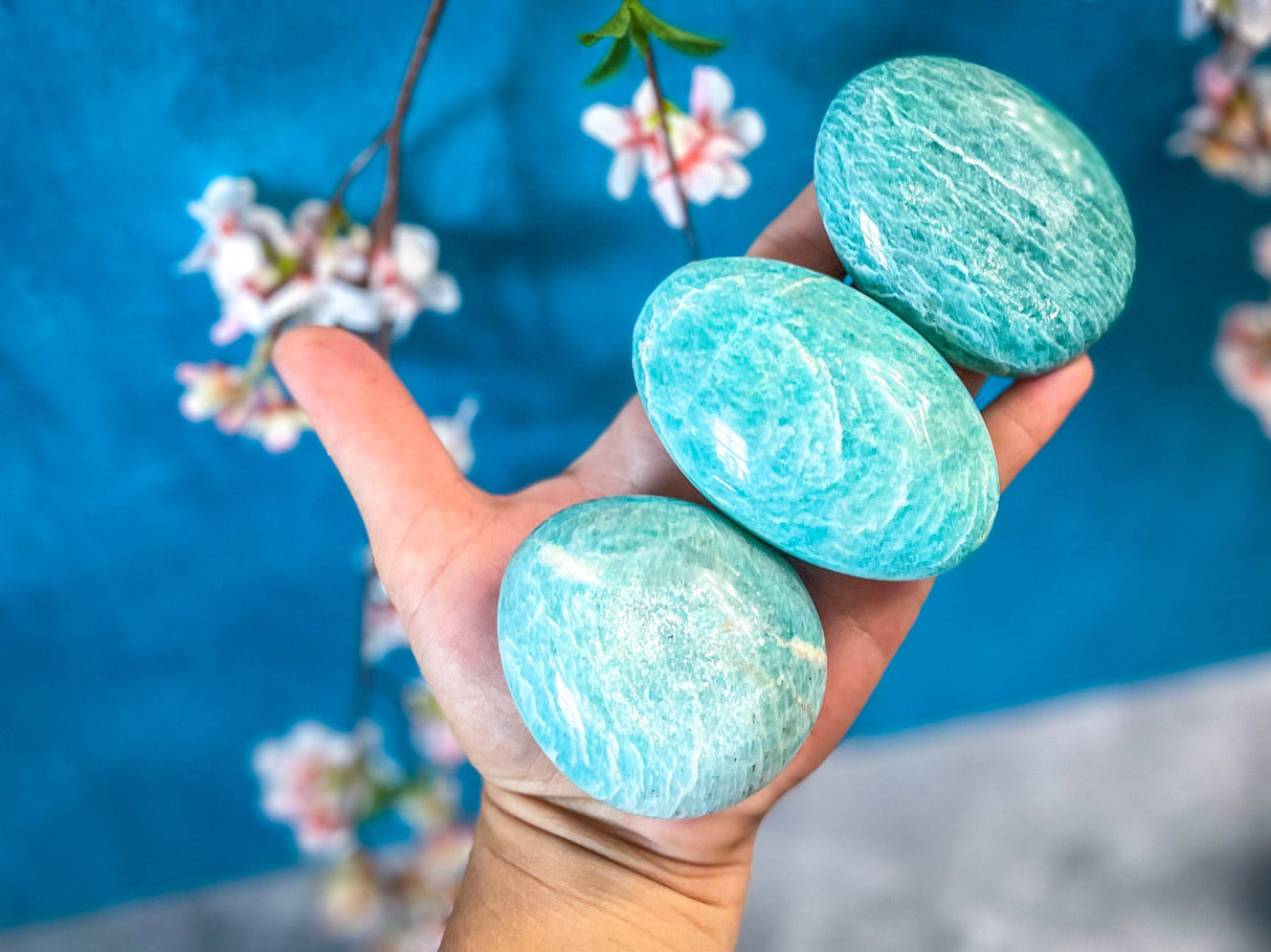 ETHICALLY SOURCED Amazonite palm stone for COURAGE
