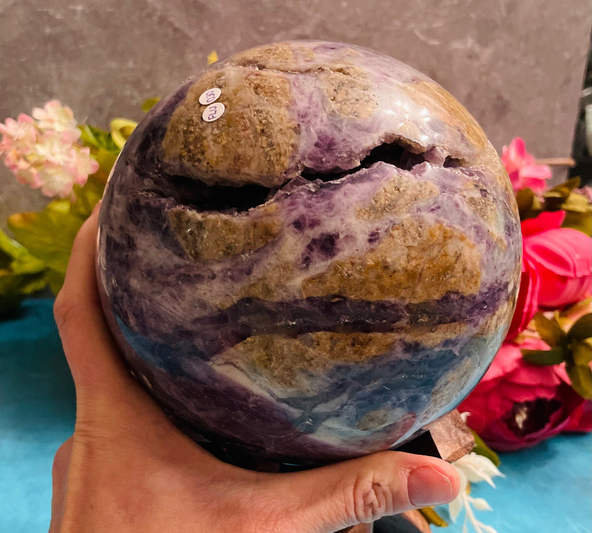 HUGE Rainbow Polished FLUORITE crystal sphere