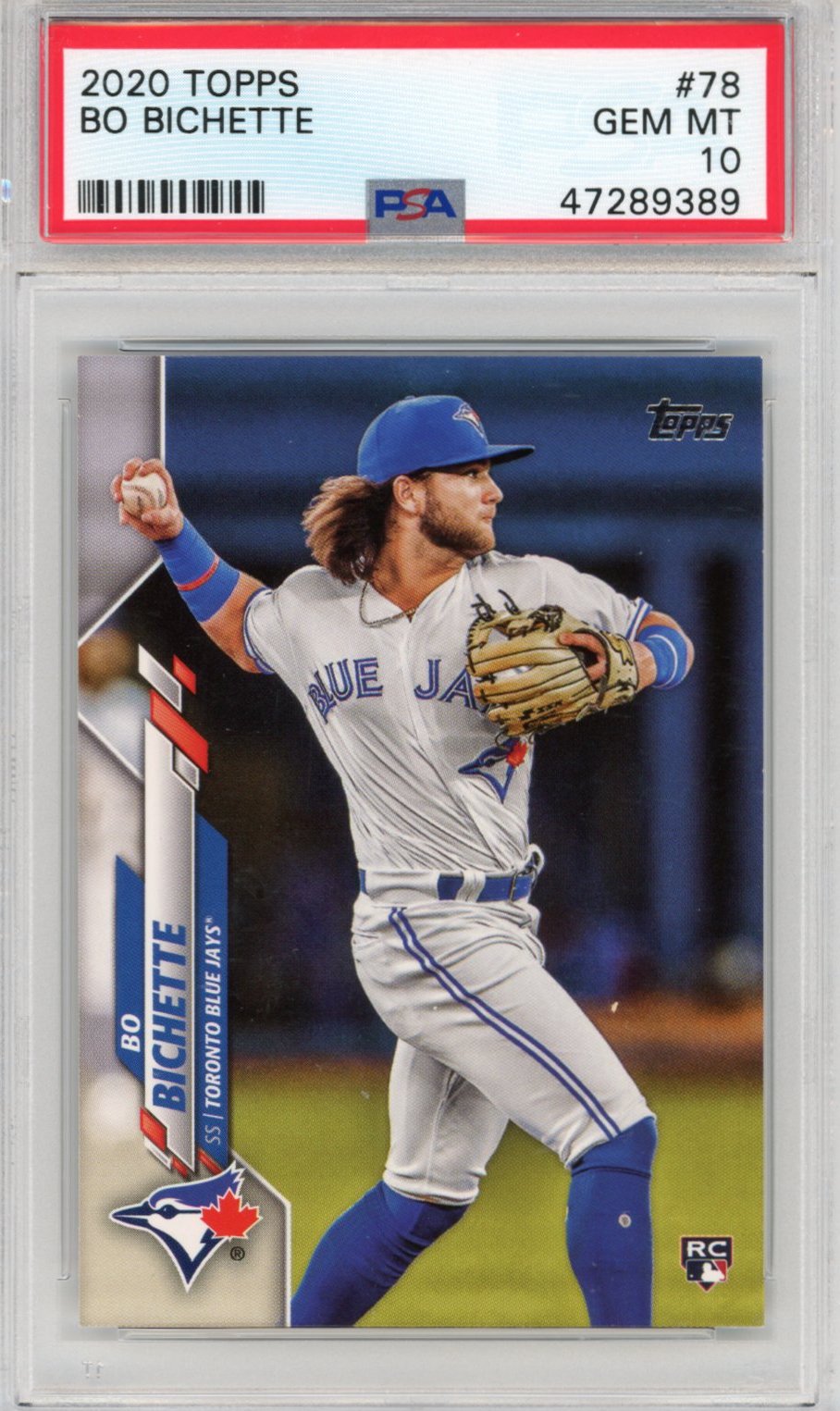 Tarjeta de béisbol Topps Bo Bichette #78 Rookie RC 2020 calificada PSA 10 Gem Mint