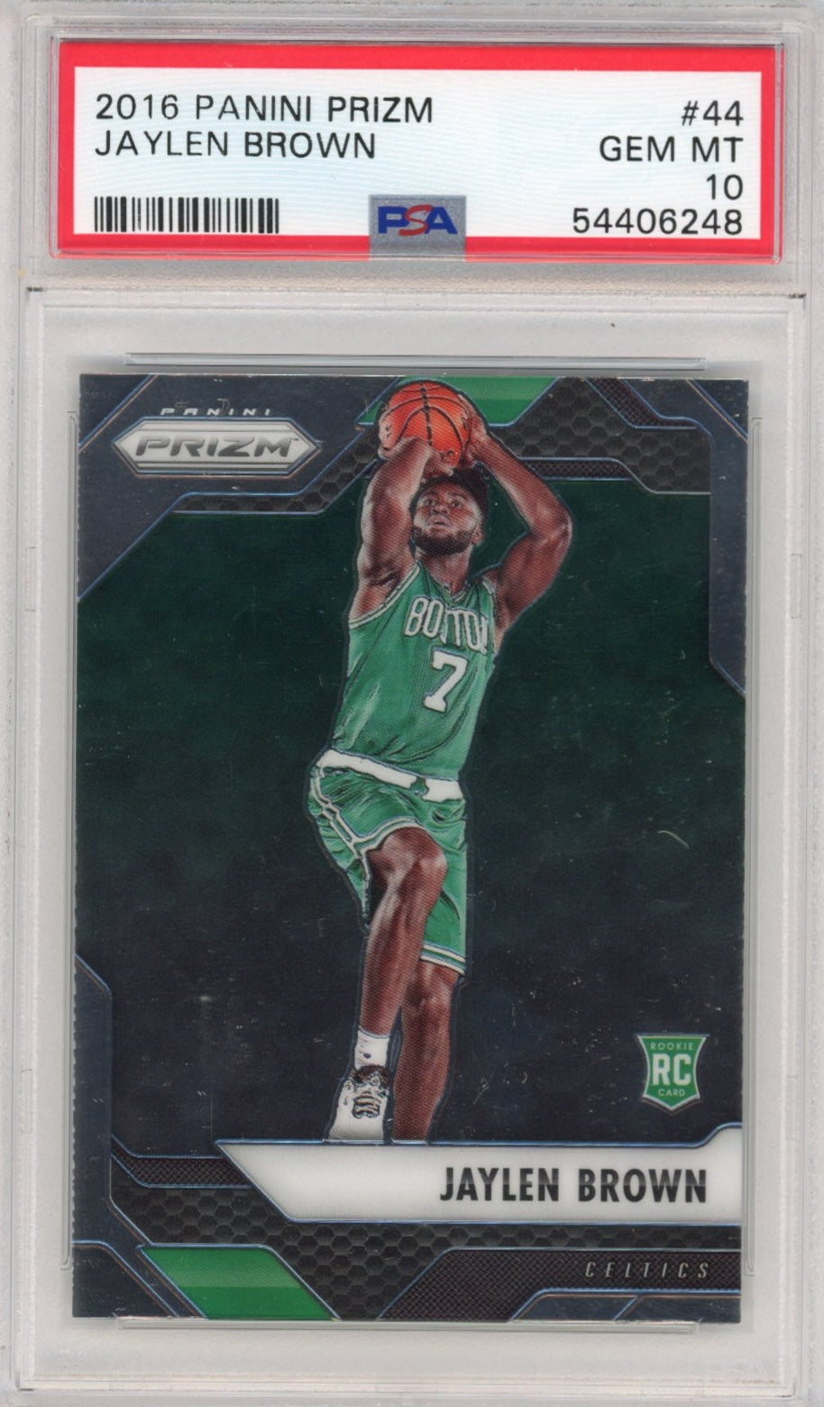 Tarjeta de baloncesto Panini Prizm Jaylen Brown #44 Rookie RC, clasificada 2016-17, PSA 10 Gem Mint