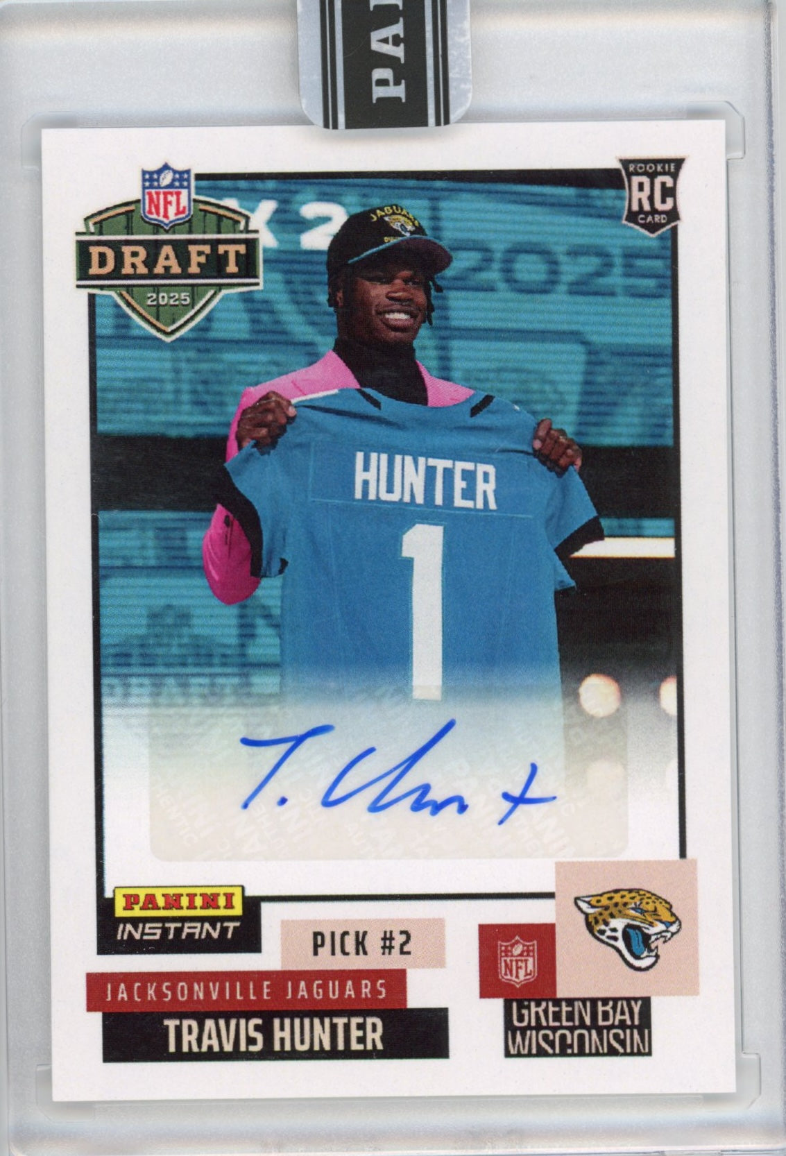 2025 Panini Instant NFL Travis Hunter #DN2 Draft Night Auto Jacksonville Jaguars Rookie RC Football Card