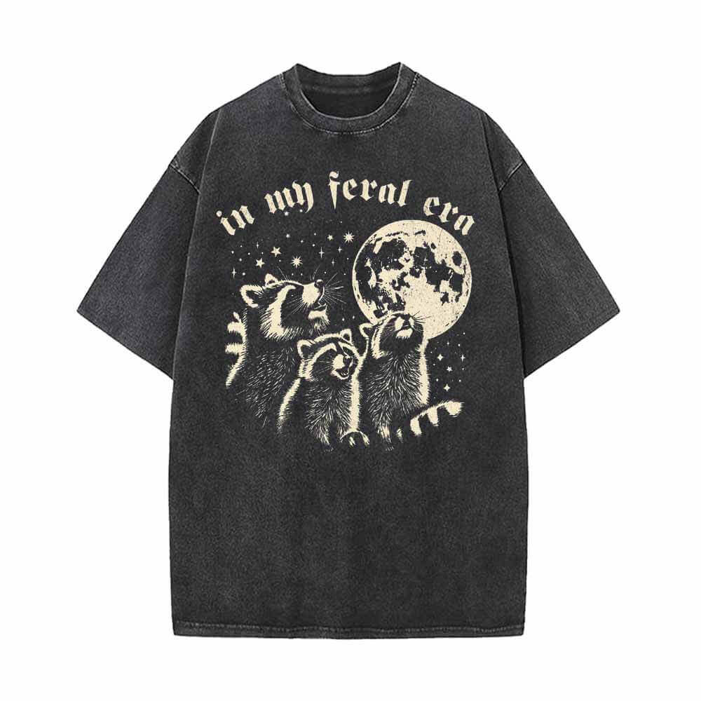 In My Feral Era Raccoon and Moon Vintage Washed T-shirt