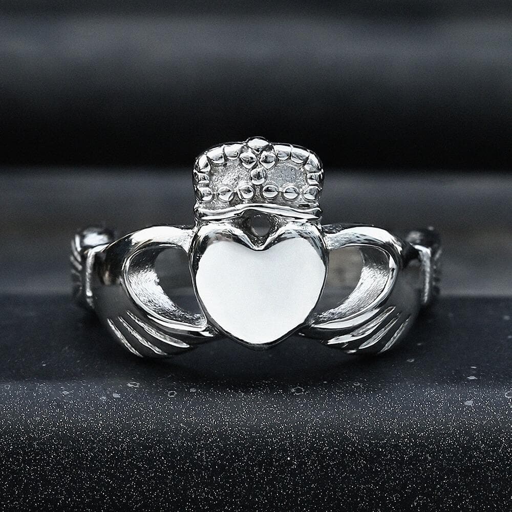 Anillo Claddagh irlandés de acero inoxidable