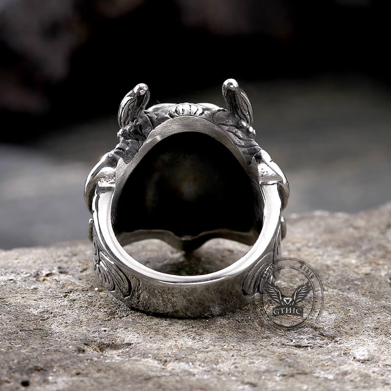 Anillo de acero inoxidable con el símbolo del demonio japonés Oni