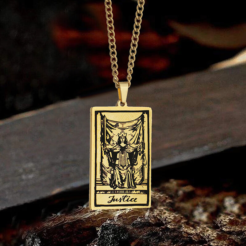 Collar de Tarot de acero inoxidable de la Justicia