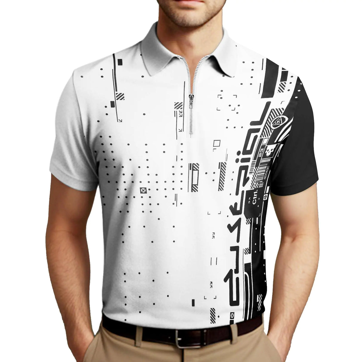 DCDany Polo Shirts for Men Golf Casual Shirts Zipper Collar Polo Shirts Short Sleeve Slim Fit Sport Shirts Crystal White - Lootquake