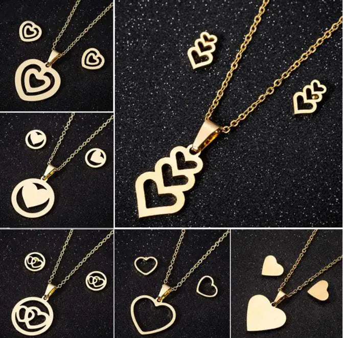Collares de acero inoxidable con forma de corazón para mujer
