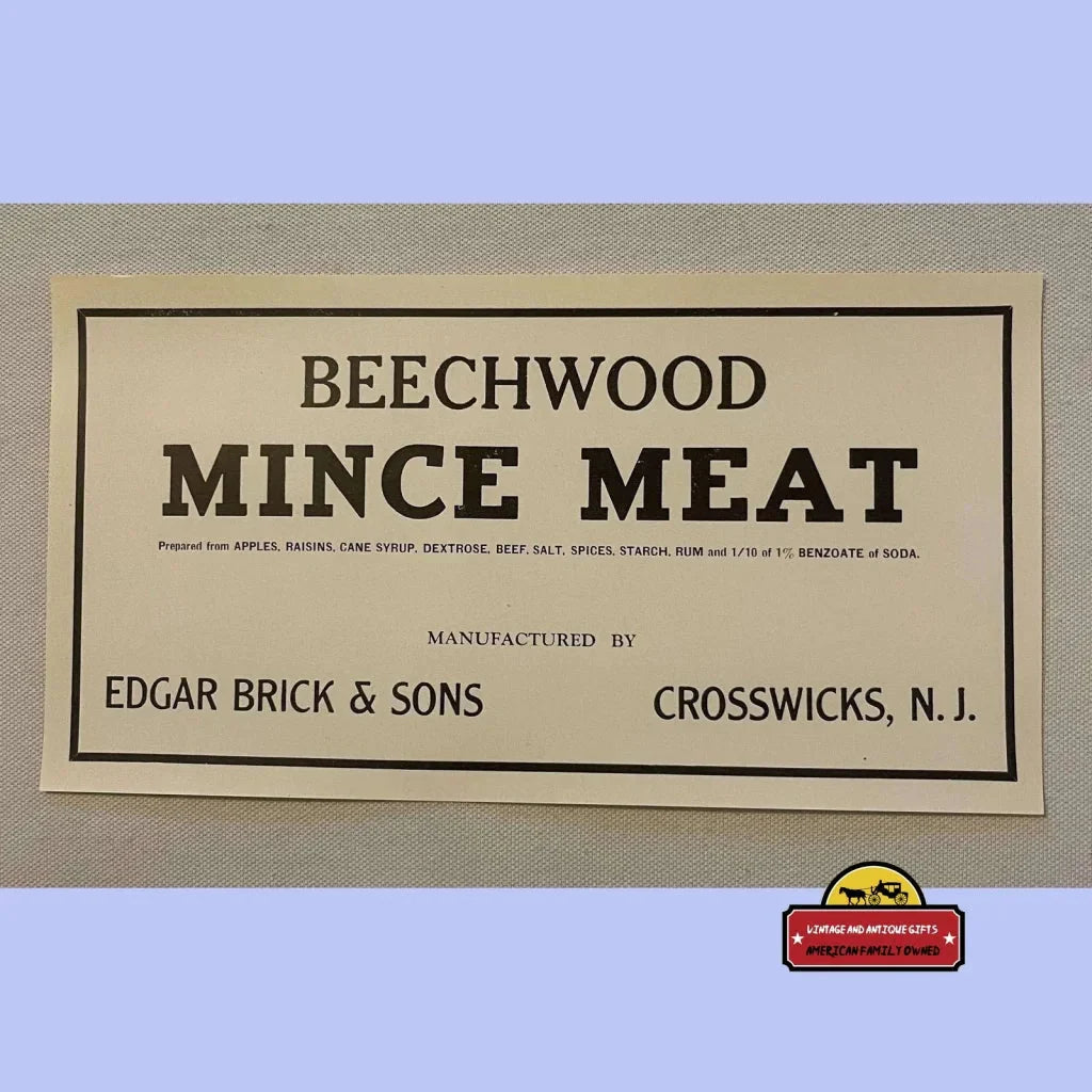 Rare Antique Vintage Beechwood Mince Meat Label Brings Nostalgia Home