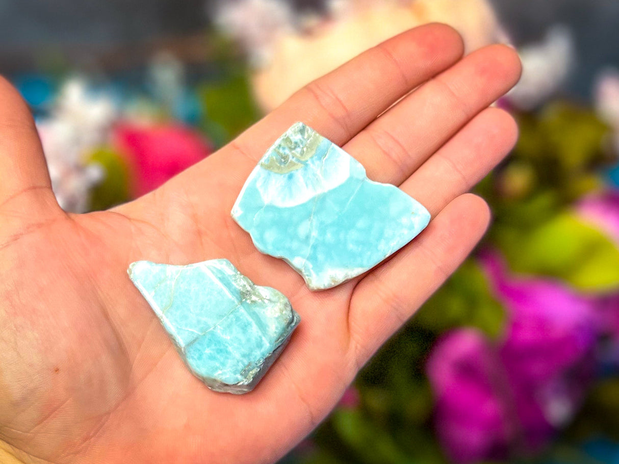Polished Larimar Slices, Good Quality