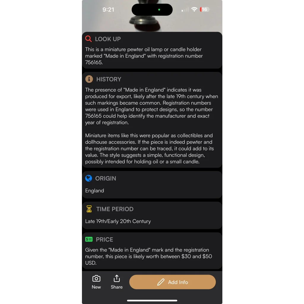 Late 19th Century Dark Pewter Fluted Miniature Goblet Collectible