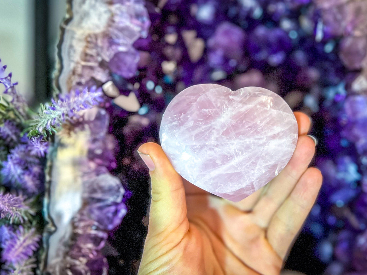 Rose Quartz Crystal Heart for Valentines Day Gift, Valentines Day Hearts