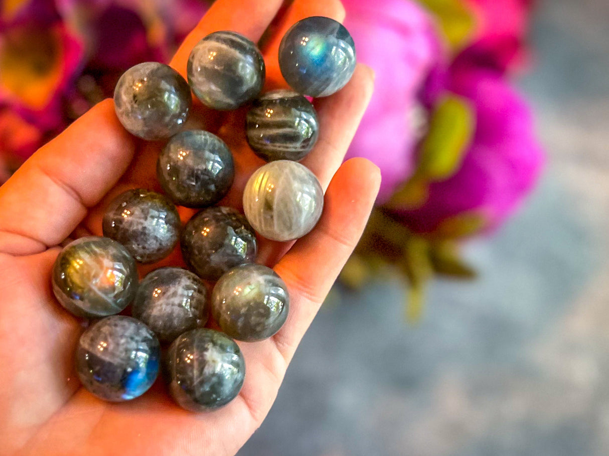 Mini Labradorite Spheres, Crystals and Stones, Labradorite Marble