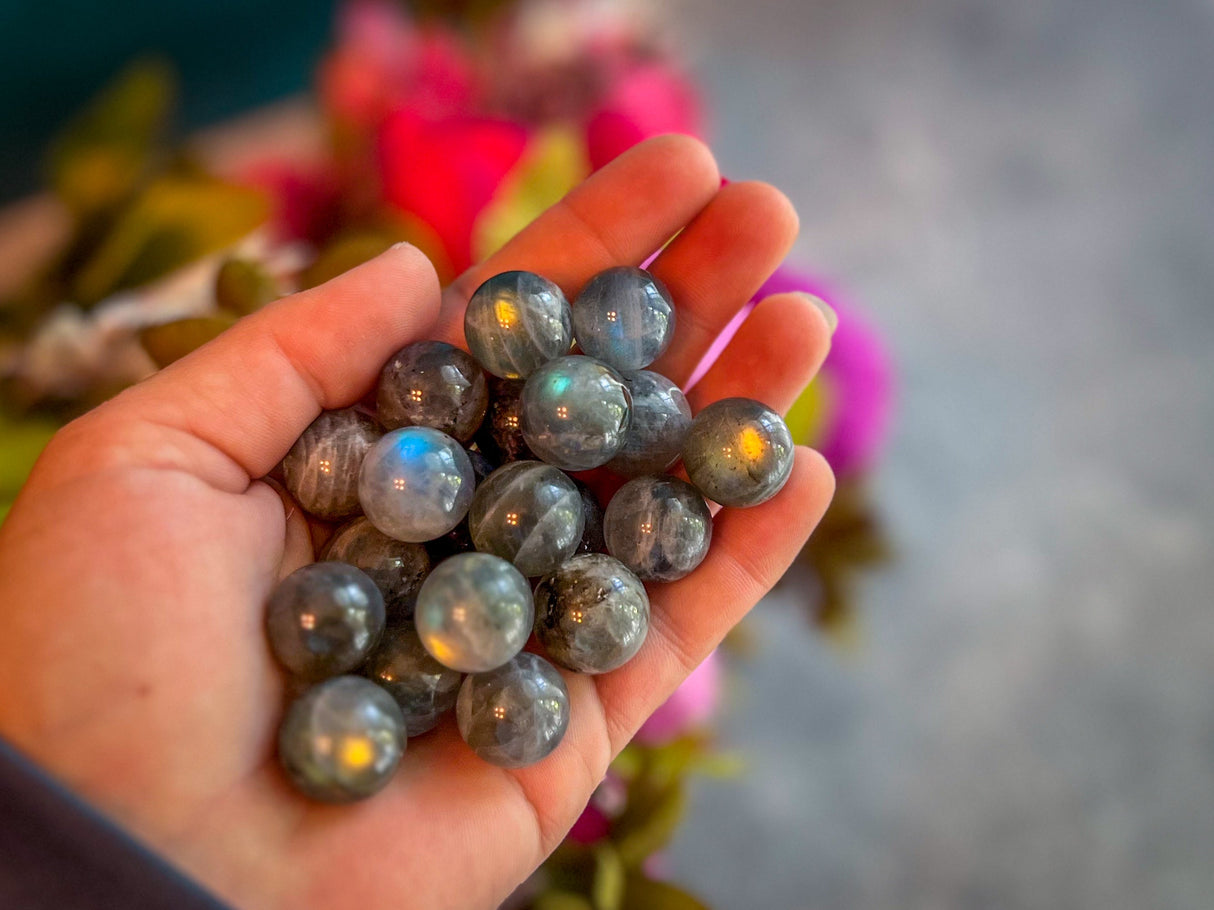 Mini Labradorite Spheres, Crystals and Stones, Labradorite Marble