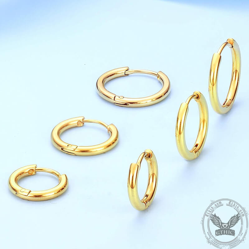 Minimalist Round Stainless Steel Hoop Earrings