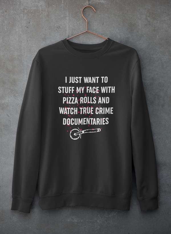 Copia de la sudadera "Solo quiero ver películas de miedo y comer dulces"