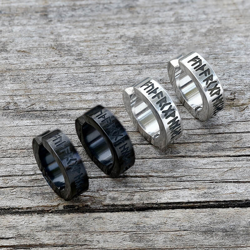Pendientes de acero inoxidable con runas vikingas nórdicas