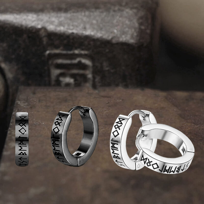 Pendientes de acero inoxidable con runas vikingas nórdicas