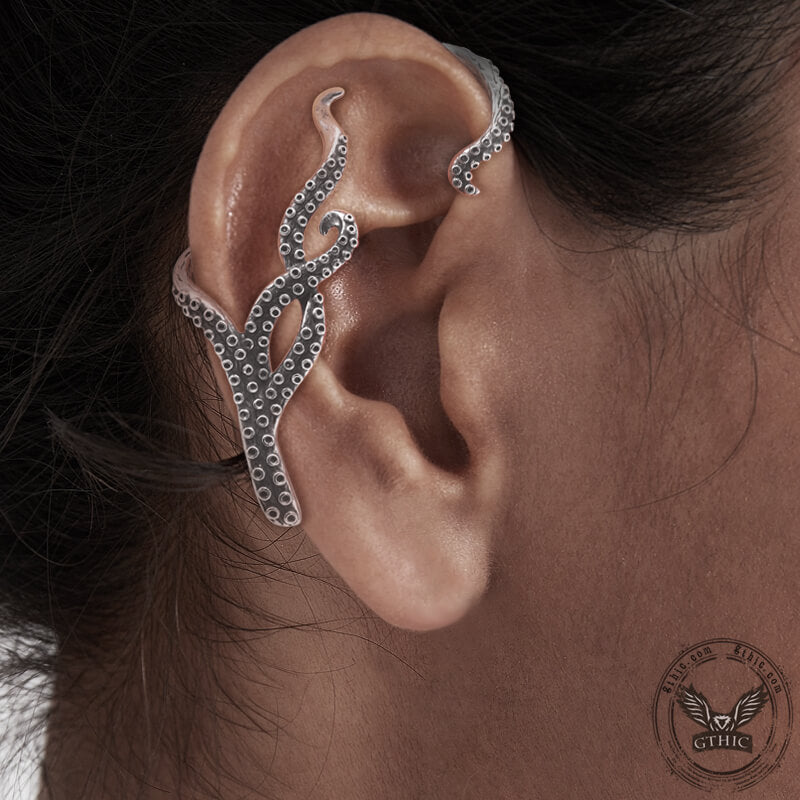 Ear Cuffs de acero inoxidable con tentáculos de pulpo