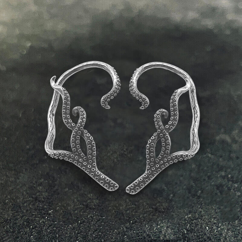 Ear Cuffs de acero inoxidable con tentáculos de pulpo