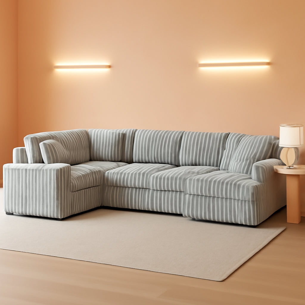 Oversized Plush Sectional Sofa with Pull Out Bed-0