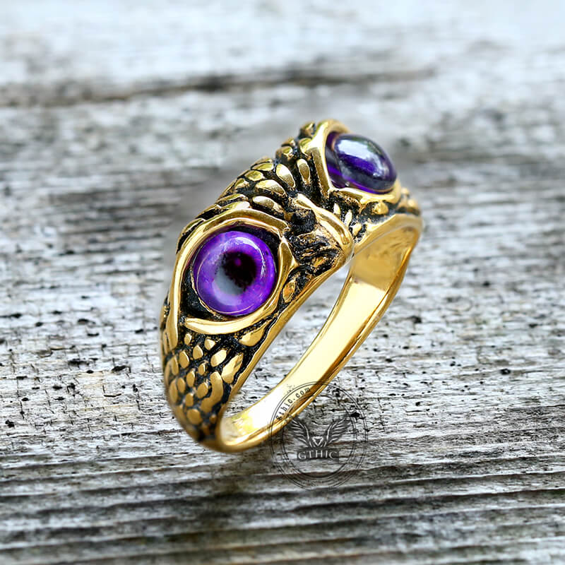 Anillo de acero inoxidable con ojo de búho