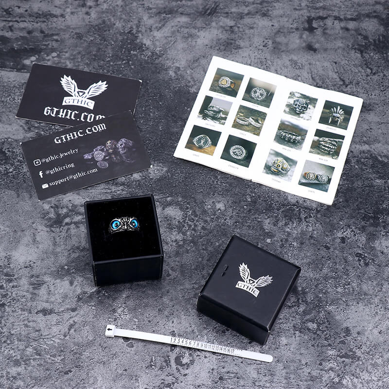 Anillo de acero inoxidable con ojo de búho