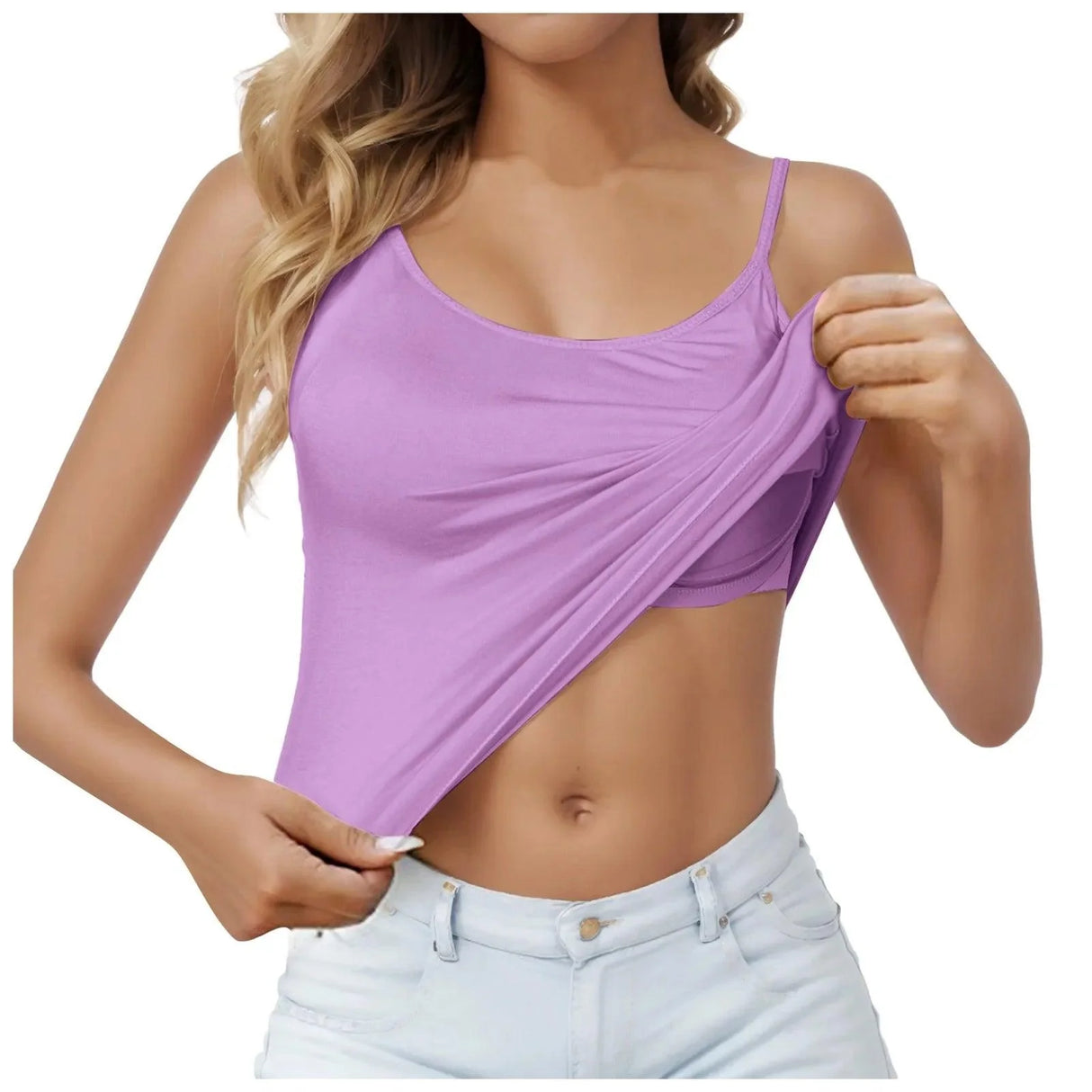 Padded Bra Tank Top Women Casual Sports Workout Solid Cami Top Vest Female Stretchy Camisole with Built In Bra Fitness Clothing