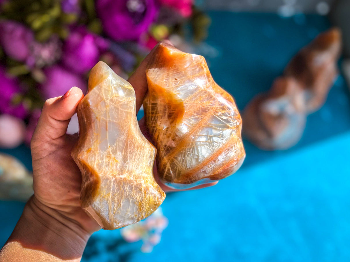 Peach Moonstone Crystal Flames